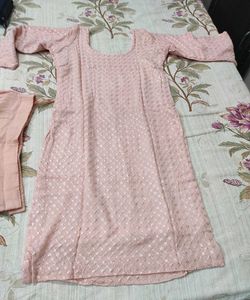 Elegant Pink Sequined Kurta Set