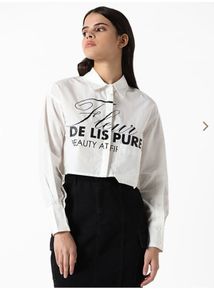 Westside White Graphic Print Crop Shirt