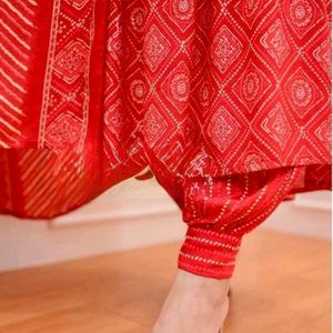 Vibrant Red Ethnic Afghani Style Kurta Set