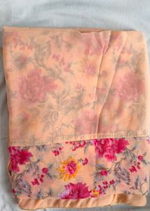 Peach Floral Saree with Embellishments