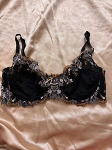 Elegant Black Embroidered Bra
