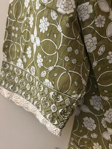 Olive Green Printed Kurta