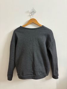 Dark Gray Embroidered Rose Sweatshirt