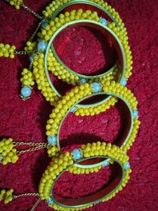 Yellow Beaded Bangles