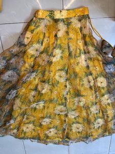 Yellow Floral Print Lehenga Choli Set