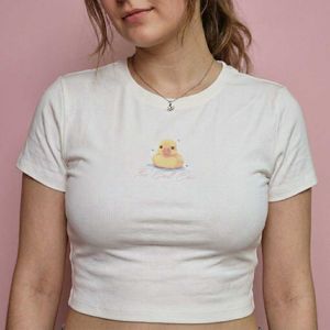 Cute Duck Graphic Crop Top