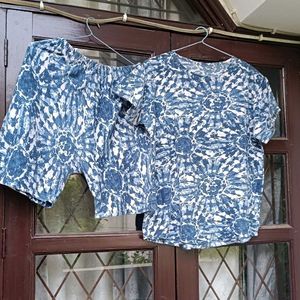 Blue & White Tie-Dye Kurta Set
