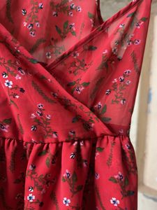Chic Red Floral Cami Top