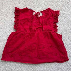 Chic Red Broderie Anglaise Top