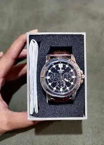Casio Chronograph Watch with Brown Strap