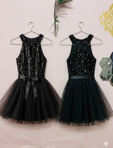 Sparkly Black Halter Neck Dress