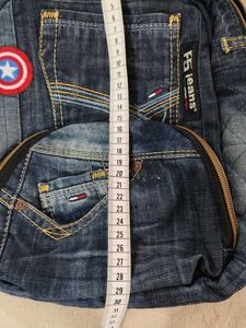 Denim Backpack with Captain America Patch