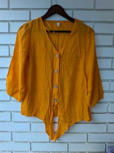 Stylish Orange Button-Up Tie-Front Top