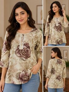 Elegant Floral Print Short Kurti