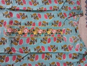 Light Blue Floral Print  short Kurti