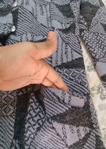 Geometric Print Button-Up Cardigan