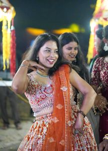 Stunning orange &amp; Silver Embroidered Lehenga