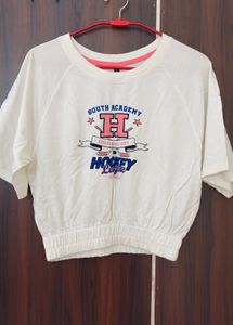 Women White Cropped T-Shirt