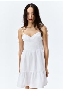 Tie-Top White Poplin Summer Dress