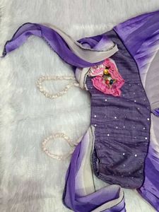 Purple Ombre Gown with Floral Applique
