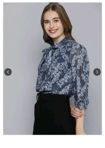 Floral Print Tie-Neck Blouse