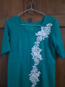 Teal Green Lace Detail Dress