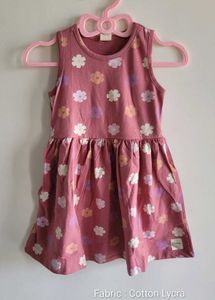 Cute Floral Sleeveless Cotton Lycra Dress
