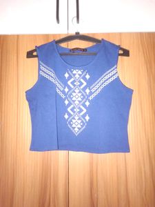 Blue Tribal Print Sleeveless Top