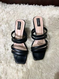 Stylish Black Heeled Mules