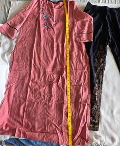 Pink Kurta with Black Printed Palazzos