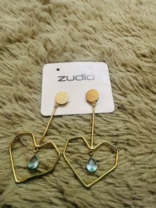 Gold Heart Drop Earrings