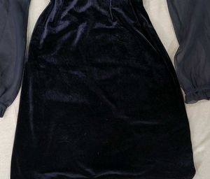 Velvet Mini Dress with Sheer Sleeves