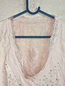 Sparkling Embellished V-Neck Top