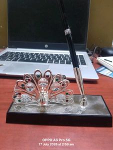 Elegant Peacock Pen Holder with Pe
