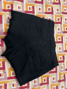 Black Distressed Denim Shorts