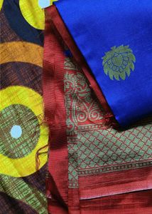 Red &amp; Blue dual-tone soft silk saree ♥️💙