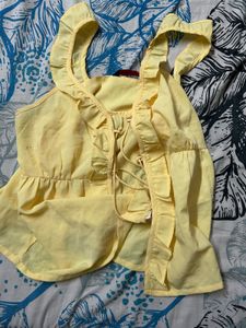 Sunny Yellow Ruffle Tie-Front Top