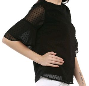 Black - Textured Top (Semi-sheer Sleeves)