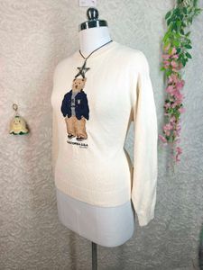 Cream Teddy Bear Knit Sweater