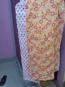 Yellow Floral Print  kurta plazzo n dupatta
