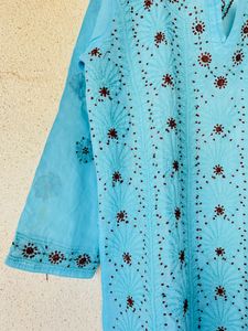 Light Blue Embroidered Kurta