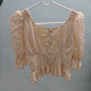 Chic Polka Dot Puff Sleeve Top