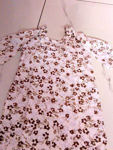 handmade Brown Flower print kurti dress (Brand New