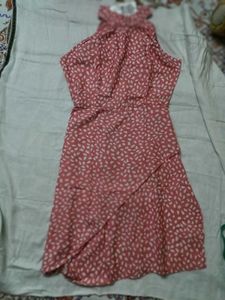 Pink Halter Neck Casual Dress
