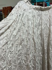 Elegant White Chikankari chaniya