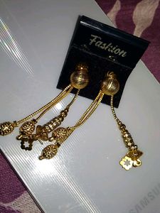 2 Elegant Gold Dangle Earrings
