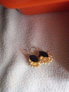 Elegant Blue Stone Pearl Earrings