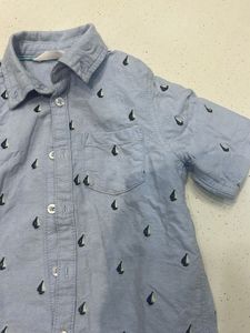 Boys Blue Sailboat Shirt &amp; Mint Shorts Set