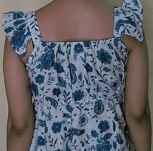 Blue Floral Peplum Top