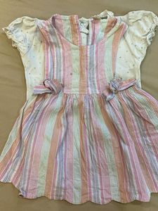 Striped Baby Dress with Polka Dot Top